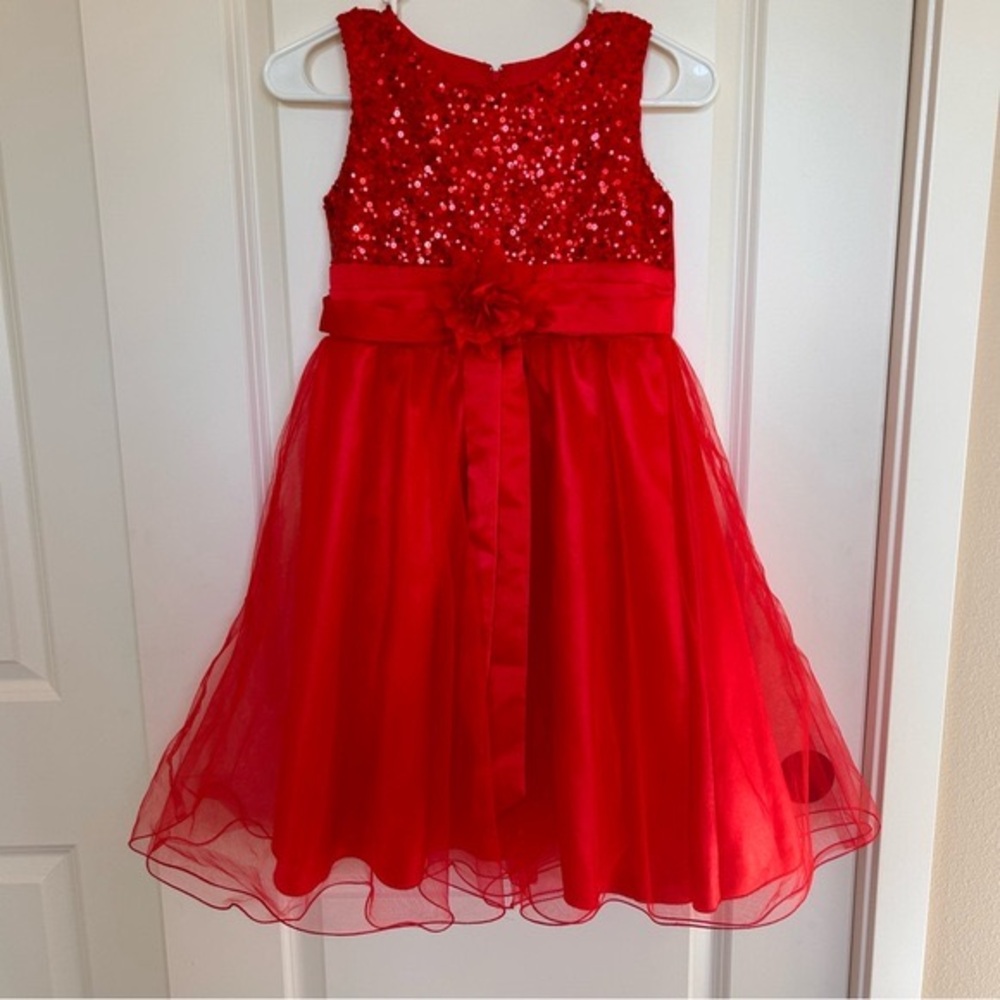 Red Christmas dress, girls dress, size 8 - 10 yrs
